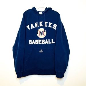 Vintage Adidas Mens Large New York Yankees Baseball Stitched Hoodie Sweatshirt